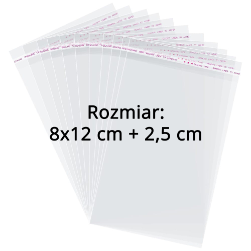 Woreczki / Torebki celofanowe z klejem 8x12 + 2,5 cm (100 sztuk).png
