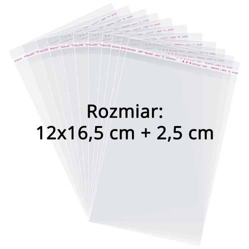 Woreczki / Torebki celofanowe z klejem 12x16,5 + 2,5 cm (100 sztuk).png