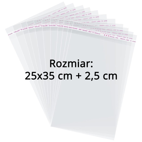 Woreczki / Torebki celofanowe z klejem 25x35 + 5 cm (100 sztuk) Edi Company.png