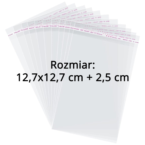 Woreczki / Torebki celofanowe z klejem 12,7x12,7 + 2,5 cm (100 sztuk) Edi Company.png