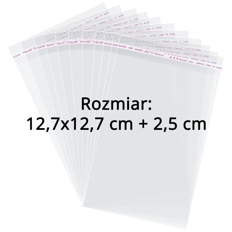 Woreczki / Torebki celofanowe z klejem 12,7x12,7 + 2,5 cm (100 sztuk) Edi Company.png
