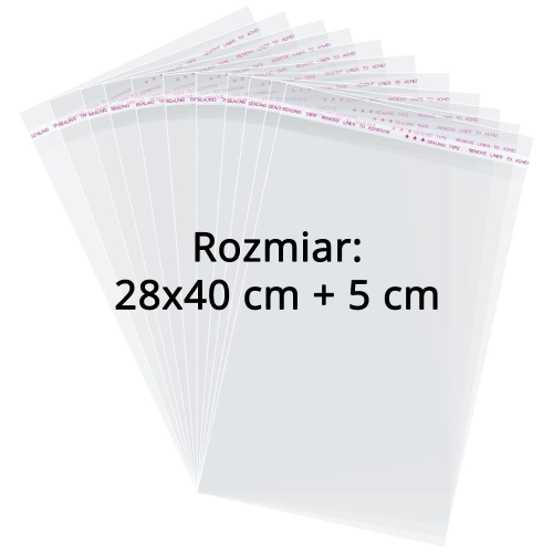 Woreczki / Torebki celofanowe z klejem 28x40 + 5 cm (100 sztuk) Edi Company.png