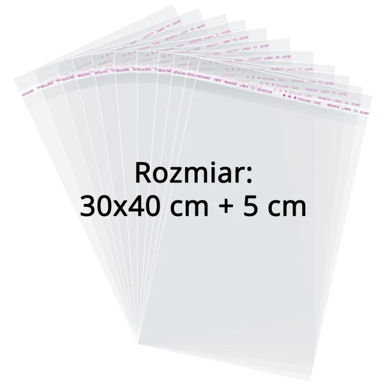 Woreczki / Torebki celofanowe z klejem 30x40 + 5 cm (100 sztuk) Edi Company.png