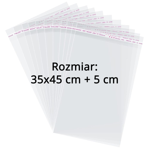 Woreczki / Torebki celofanowe z klejem 35x45 + 5 cm (100 sztuk) Edi Company.png